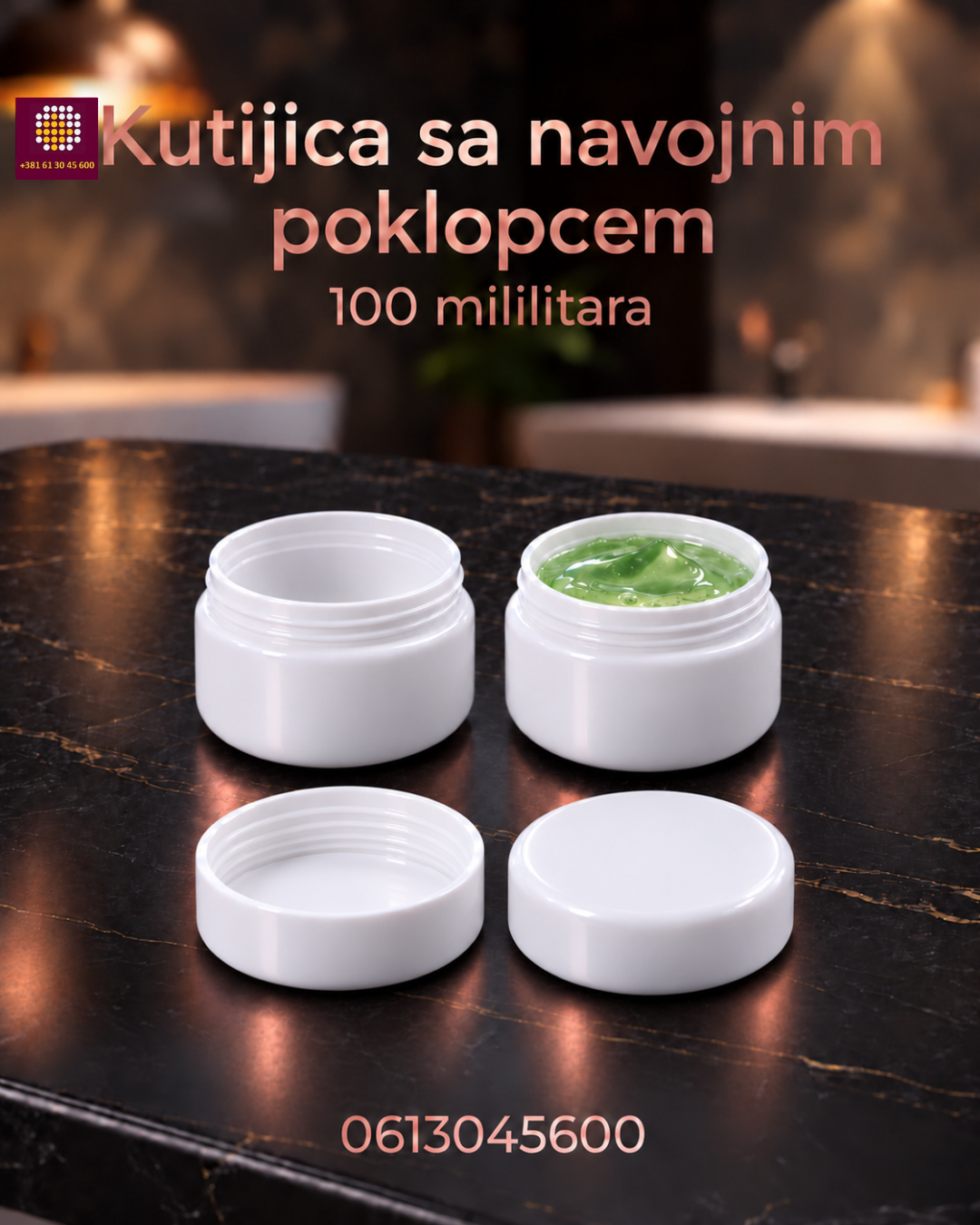 Kutijica za kreme sa navojnim poklopcem, 100 mililitara