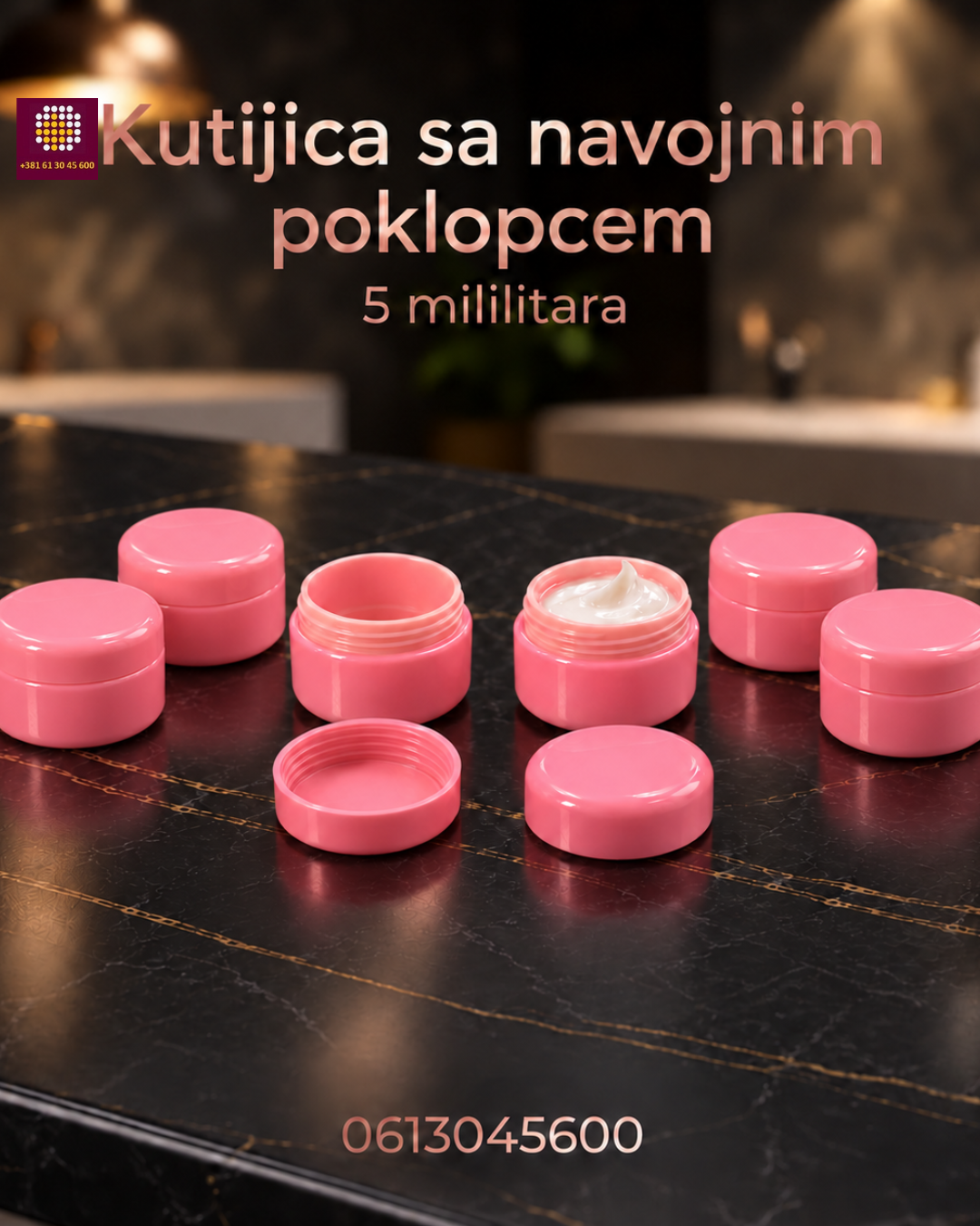 Kutijica za uzorke krema 5 milililitara, sa navojnim poklopcem