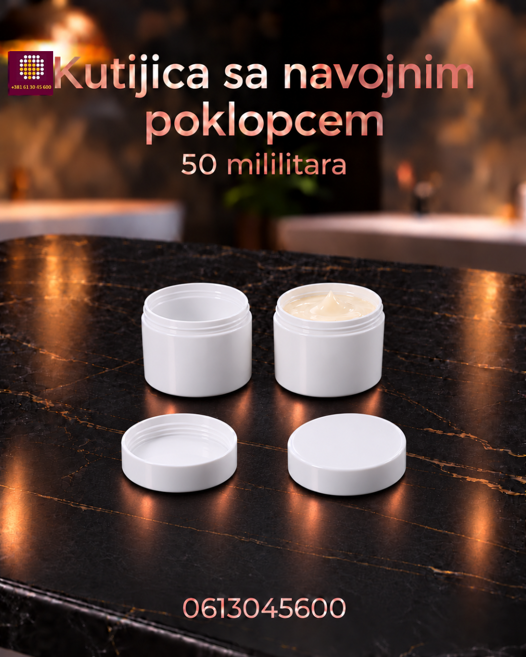 Kutijica za kreme, zapremina 50 mililitara, navojni čep