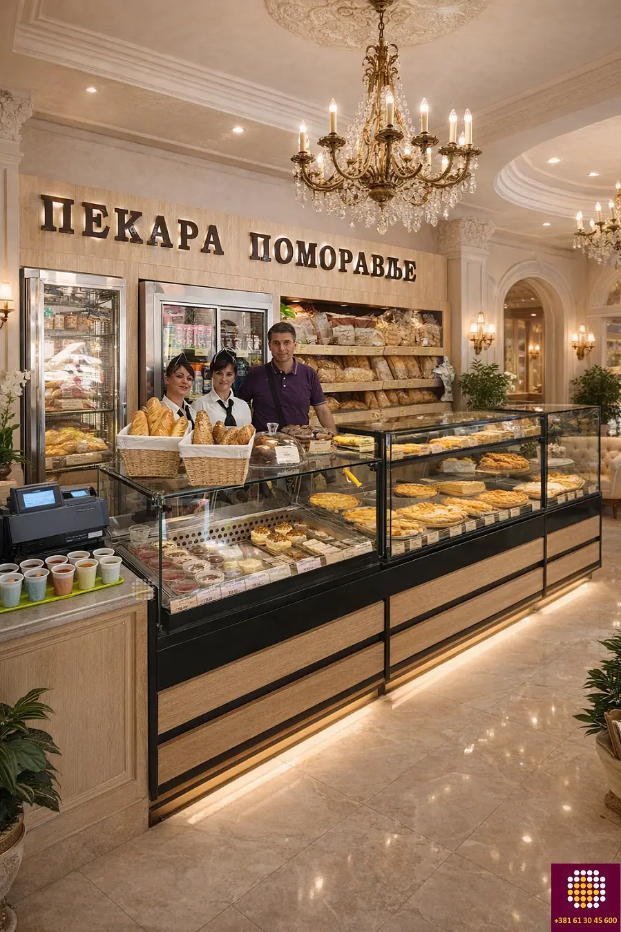 pekara pomoravlje opremljena našom vitrinom za peciva