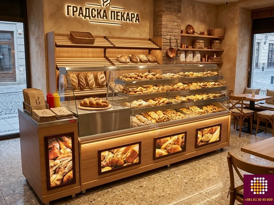 gradska pekara u kojoj smo postavili našu vitrinu a klijent je napunio pecivima i hlebom