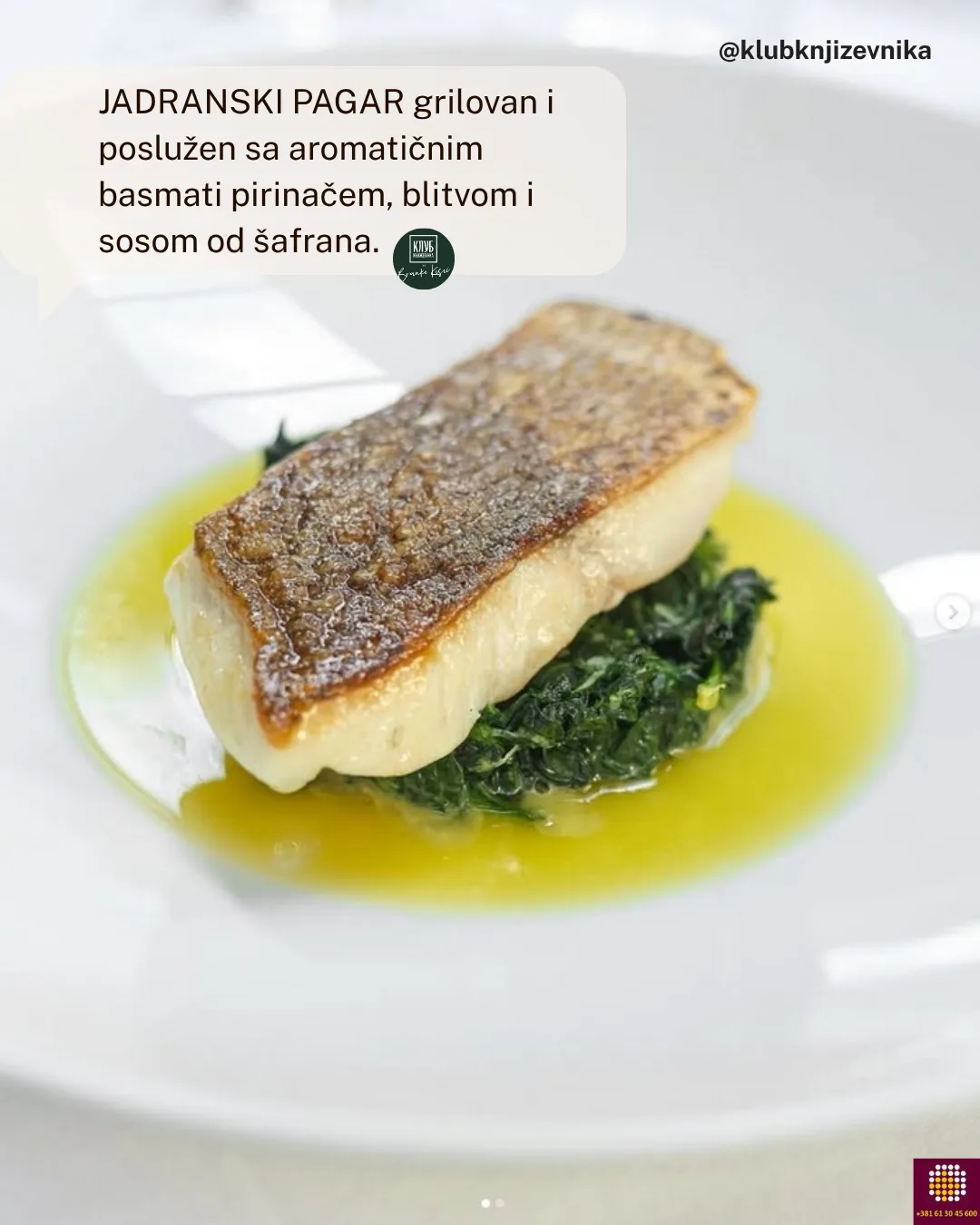 Jaddranski pagar, poslužen sa aroatičnim basmati pirinčem, blitvom i sosom od šafrana.